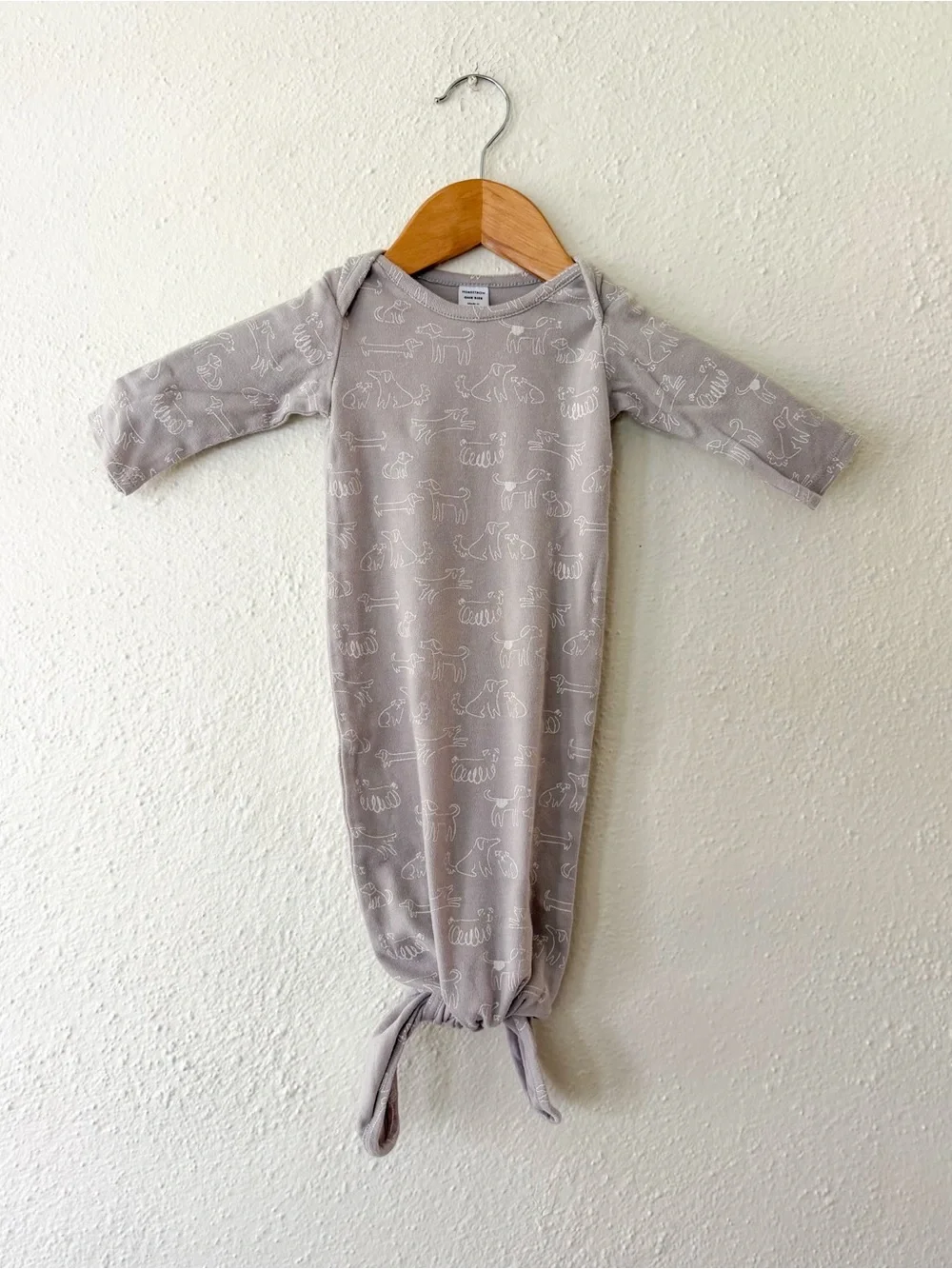Nordstrom Silver Grey Printed Dogs Knotted Sleep Gown